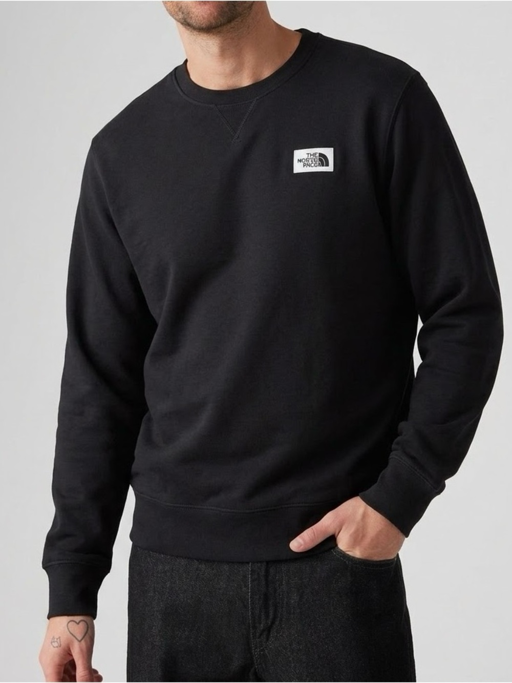 ⛰️ The North Face Black Box Patch Logo Crewneck Fleece Sweatshirt Mens L